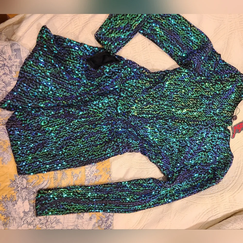 Poison Ivy green sequined body suit romper by Motel - Picture 2 of 9
